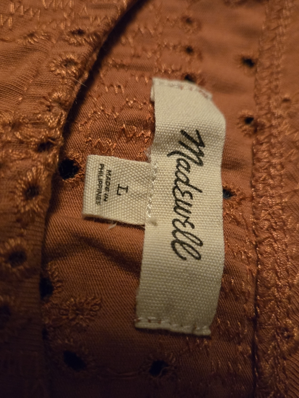 Madewell Rust Orange Eyelet Top - Picture 2 of 2
